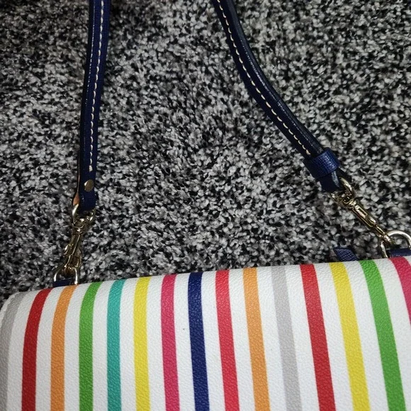 Dooney & Bourke Daphne multicolor Rainbow stripe crossbody Purse Colorful Chic - Picture 15 of 15